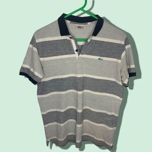 Lacoste  Grey Striped Polo size: XXL